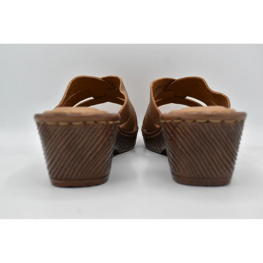 Born Women Size 11 Rosario Light Tan Full Grain Leather Slides Sandals Shoes
